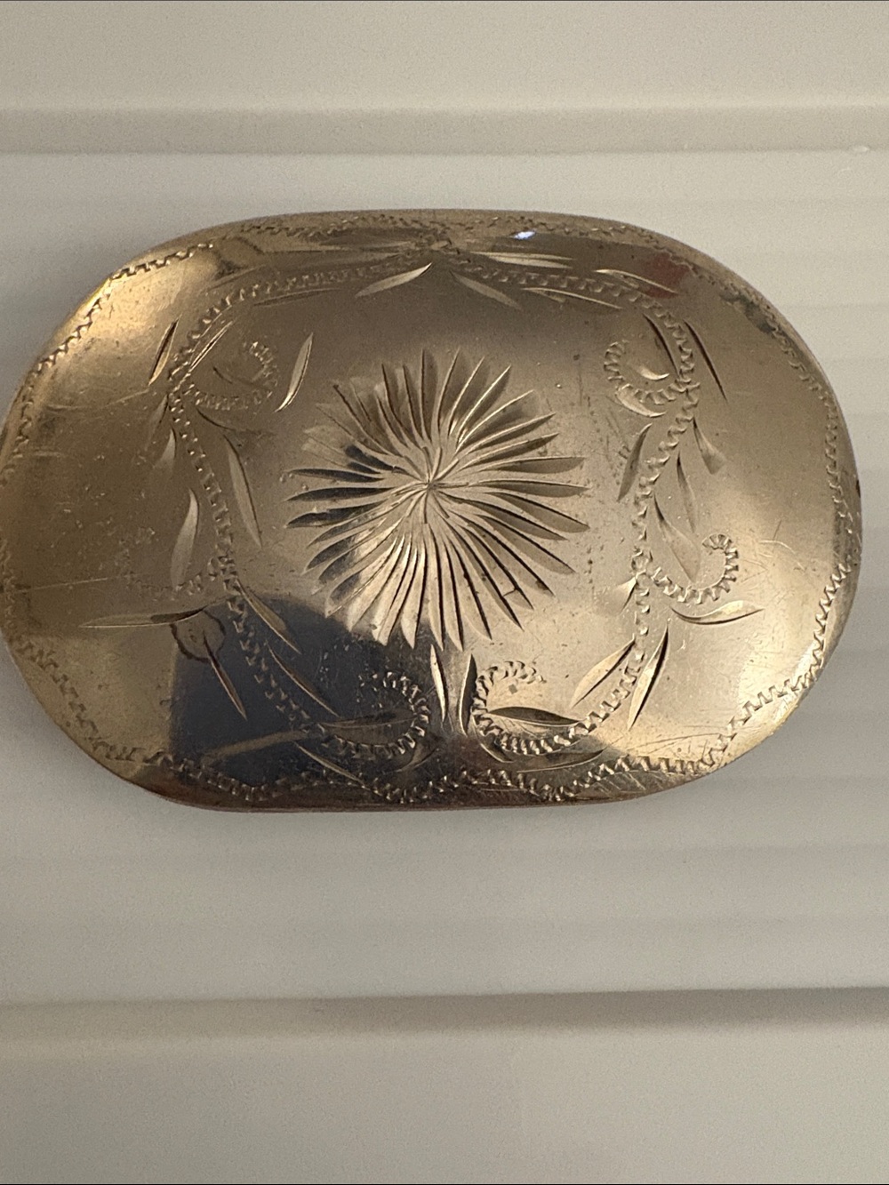 Vintage R&B Colorado German Silver Belt Buckle Hand Engraved Western Starburst